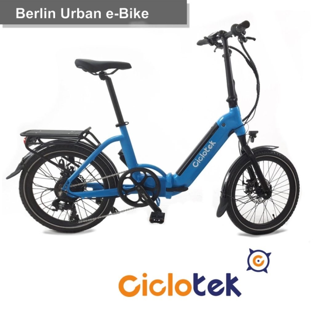 Bicicleta eléctrica plegable Berlín Azul