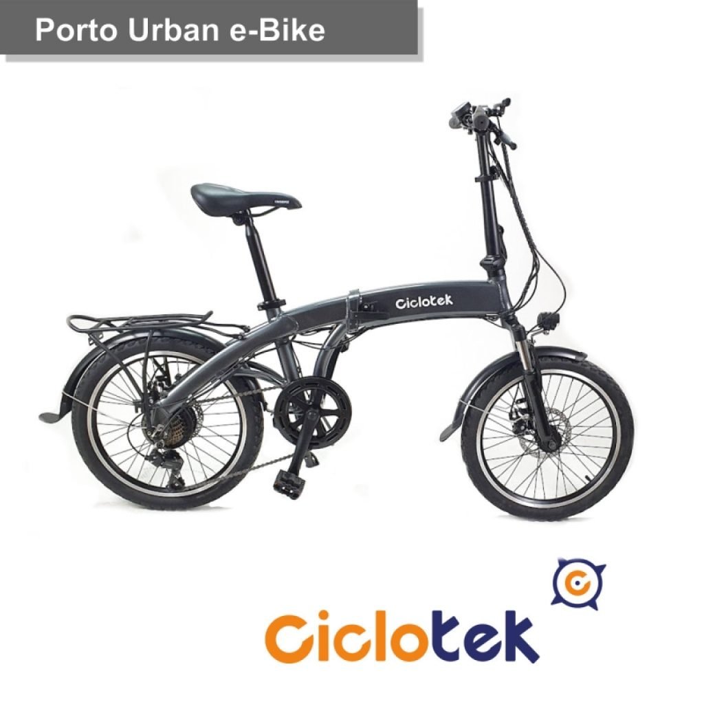 Bicicleta Eléctrica Plegable Urbana Gris Ciclotek, Motor 250W