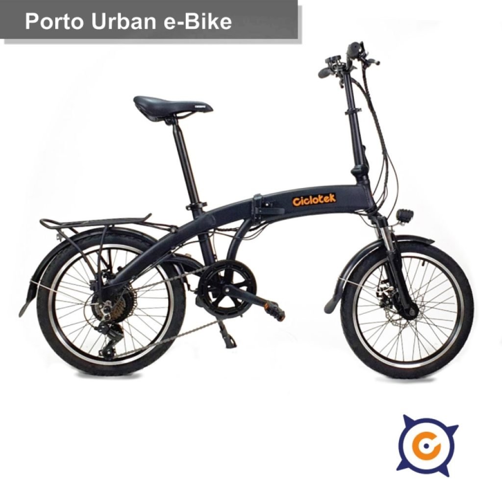 Bicicleta eléctrica plegable Porto Negra
