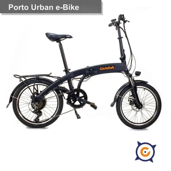 bicicleta electrica plegable porto negra