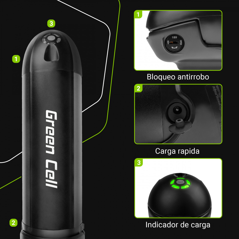 Green Cell® Bateria Bicicleta Electrica 24V 12Ah Li-Ion E-Bike