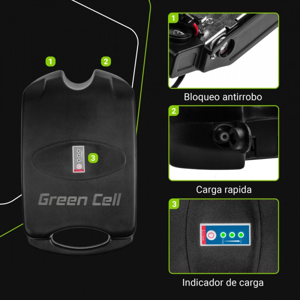 Batería para Bicicleta Eléctrica 36V 12Ah E-Bike Frog-Type Li-Ion y Cargador GREEN CELL - Imagen 5
