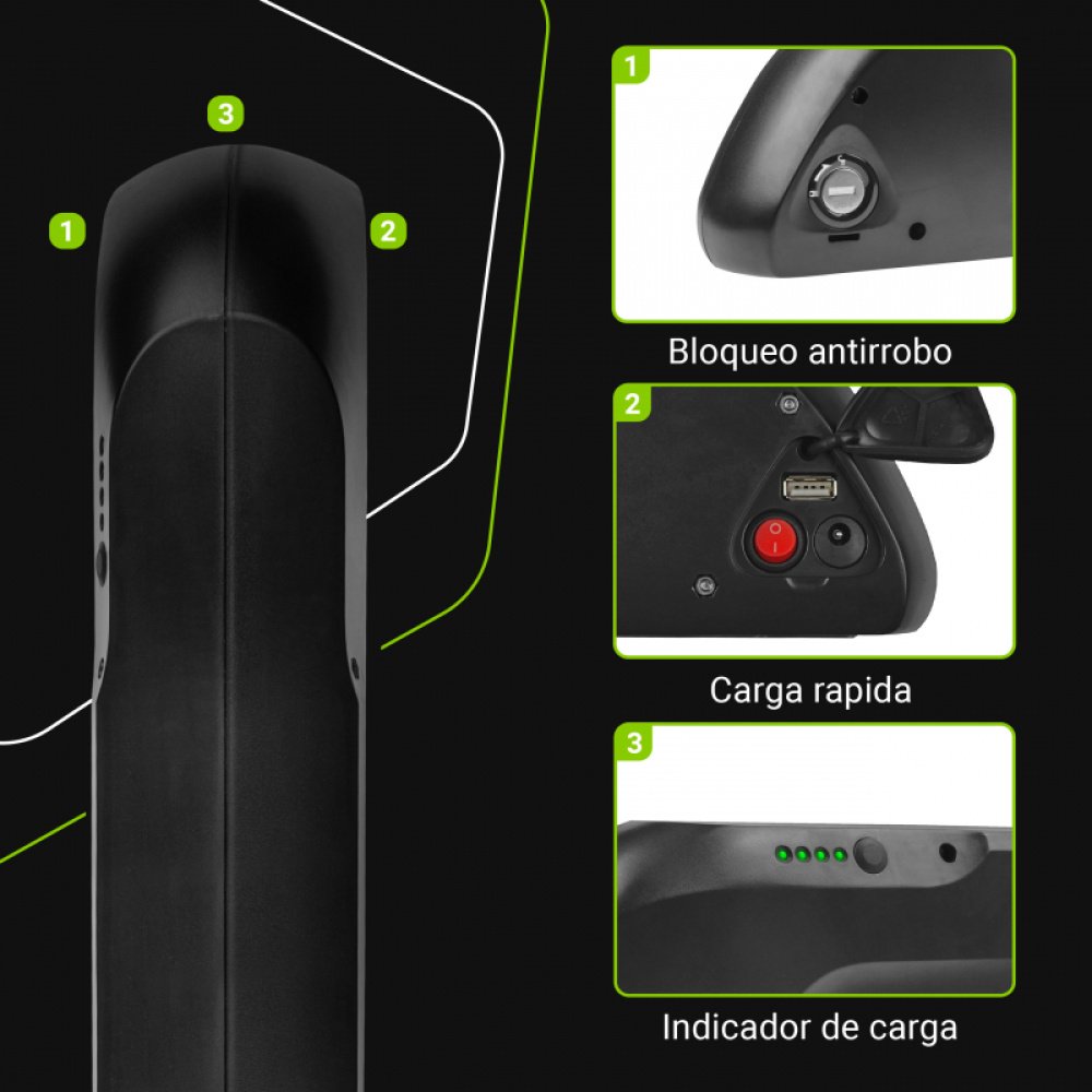 Batería para Bicicleta Eléctrica 36V 15.6Ah E-Bike Down Tube Li-Ion y Cargador - Imagen 4
