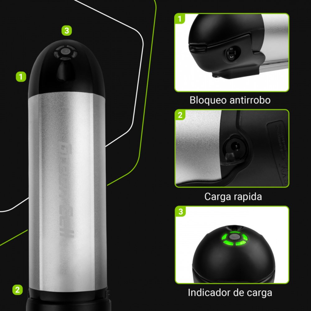 Batería para Bicicleta Eléctrica 36V 12Ah Botella Li-Ion E-bike Batería y Cargador - Imagen 4