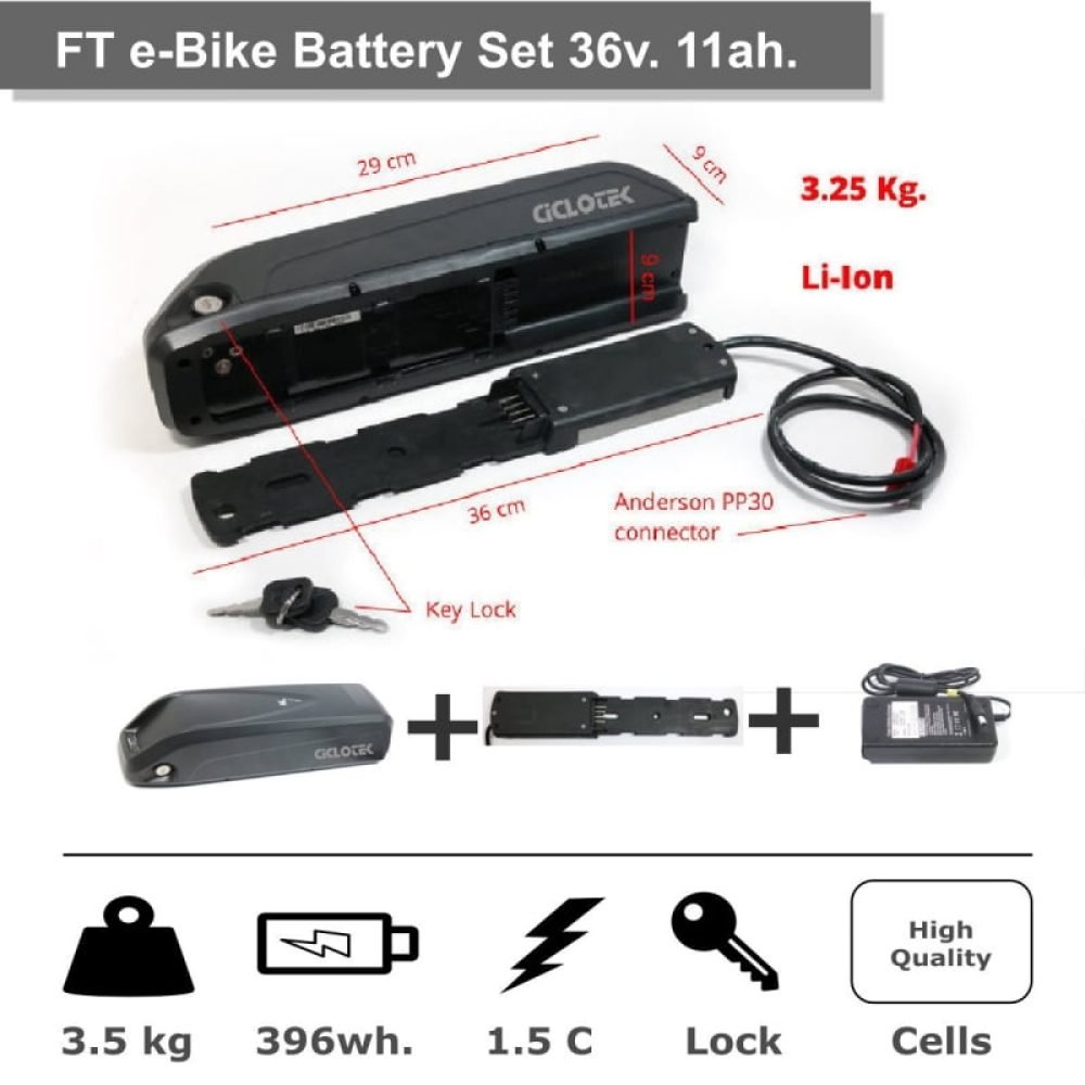 Set Batería FT 36v 11 Ah. Ciclotek - Imagen 2