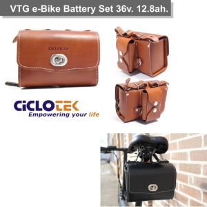 Set Batería Vintage 36v 12.8 Ah. Marrón / Negro Ciclotek