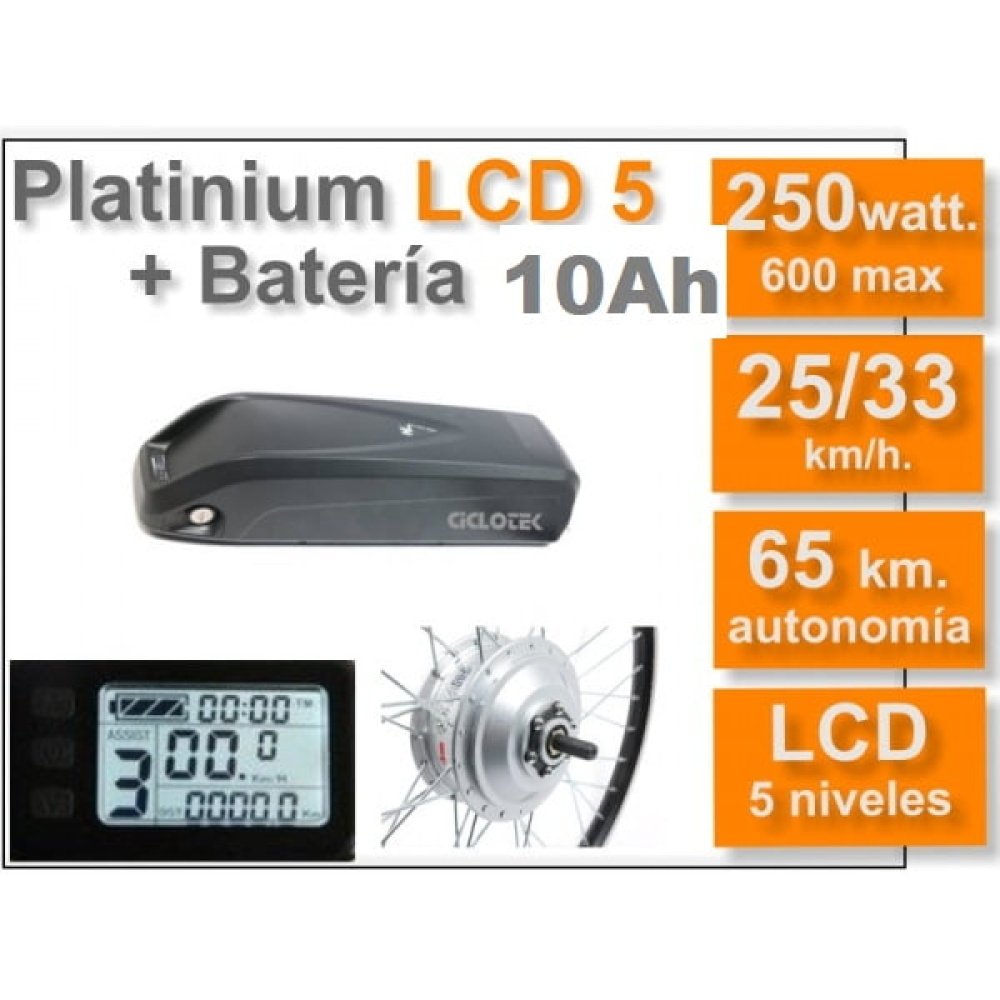 Kit Conversión Bicicleta Eléctrica Platinium Ciclotek + Batería 36v - Motor 250W aptos para Ruedas 20, 26 y 28 Pulgadas