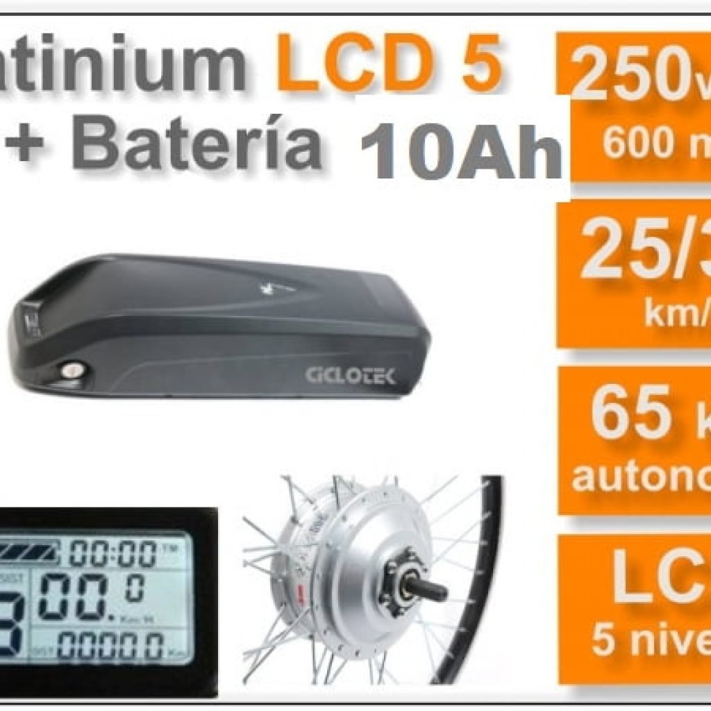 Kit Conversión Bicicleta Eléctrica Platinium Ciclotek + Batería 36v - Motor 250W aptos para Ruedas 20, 26 y 28 Pulgadas