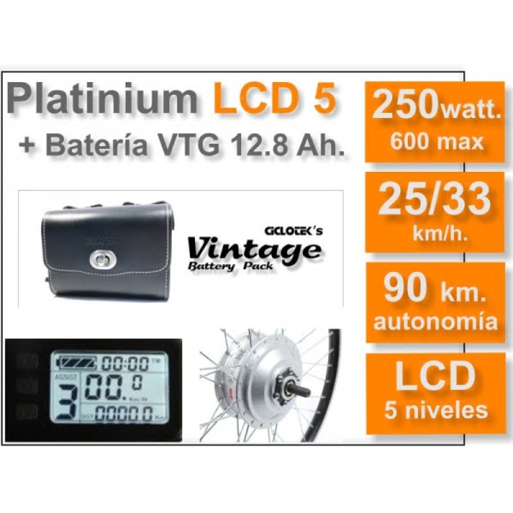 KIT Conversión Bicicleta Brompton Plegable en Eléctrica - Ciclotek Platinium LCD5 Motor 250W Batería 36v