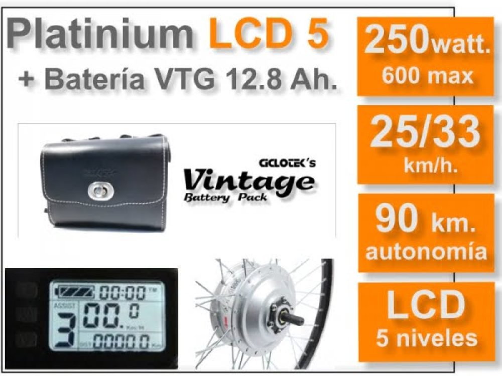 KIT Conversión Bicicleta Brompton Plegable en Eléctrica - Ciclotek Platinium LCD5 Motor 250W Batería 36v