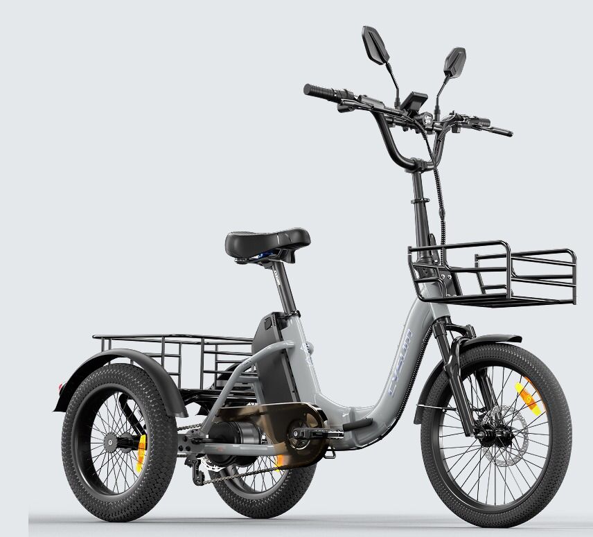 Triciclo eléctrico Cysum AG1 PRO para adultos, triciclo eléctrico plegable de 16 pulgadas para hombres y mujeres, bicicleta eléctrica de 3 ruedas con batería de litio de 48 V 20 Ah, par de 80 Nm, diferencial de velocidad