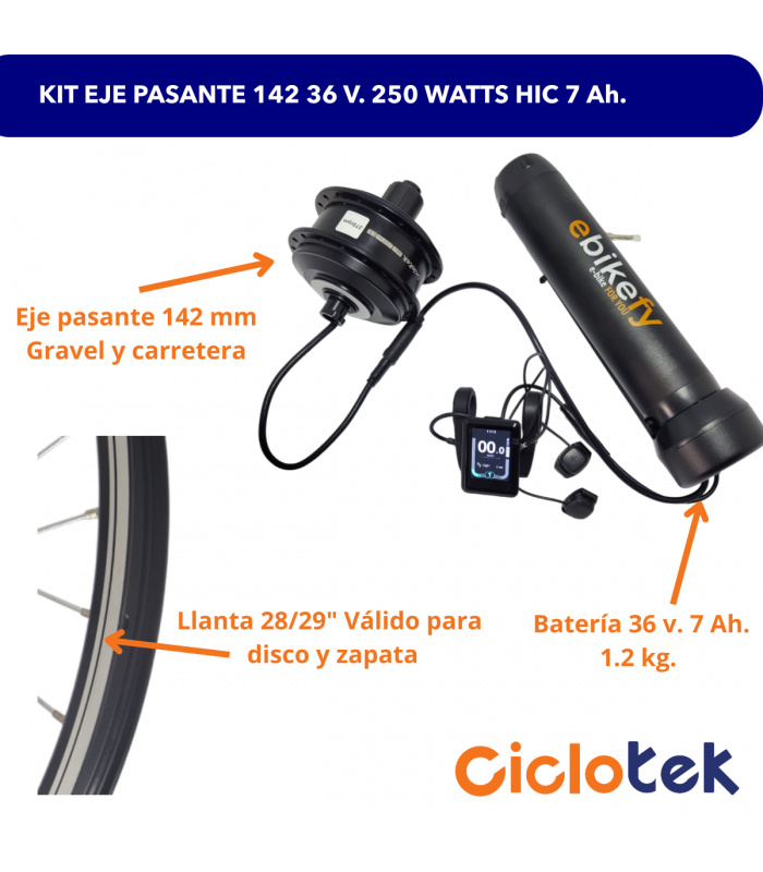 Kit HIC para eje pasante con batería de 7 Ah.